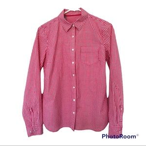 Pink Gingham Women’s Button Down Shirt Size M